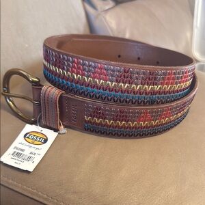 NWT 37” Fossil Brown Multicolor Woven Belt